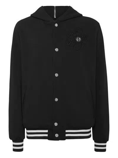 Philipp Plein Hooded Bomber Jacket In Black