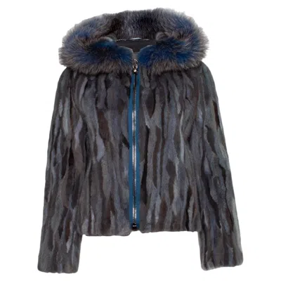 Pre-owned Philipp Plein , Hooded Fur Zip Jacket In Black