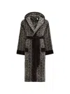 Philipp Plein Hooded Geometric-pattern Bath Robe In Black