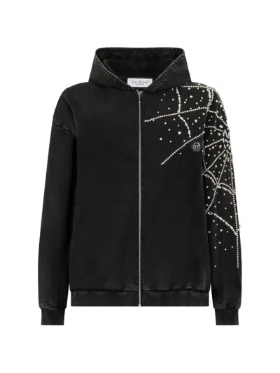 Philipp Plein Hooded Knitwear In Black