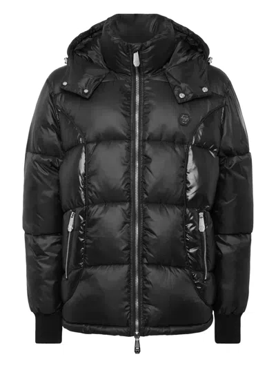 Philipp Plein Hooded Puffer Jacket In Black