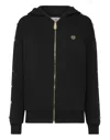 Philipp Plein Hoodie Full Zip Studs In Black