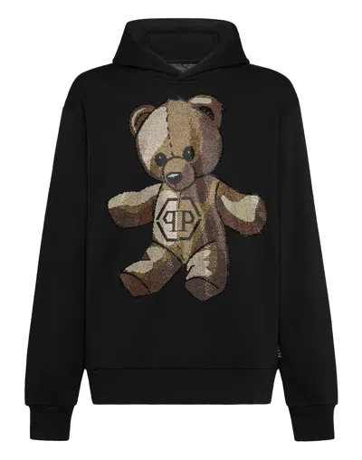 Philipp Plein Hoodie Gold Teddy In Black