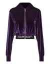 Philipp Plein Hoodie Sweatjacket Crystal In Purple