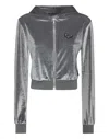 Philipp Plein Chenille Hoodie Sweatjacket Strass Skull In Gray
