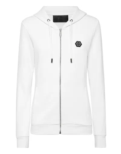 Philipp Plein Hoodie Sweatjacket Full Zip In White