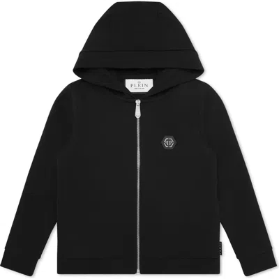 Philipp Plein Kids'  Hoodie Sweatjacket Hexagon Boy In Black