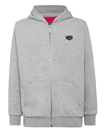 Philipp Plein Hoodie Sweatjacket Iconic Plein In Grey