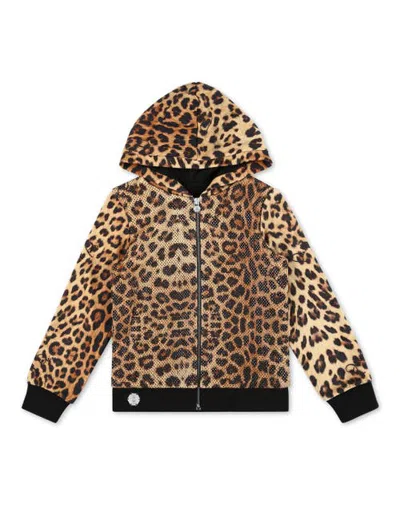 Philipp Plein Kids'  Hoodie Sweatjacket Leopard Girl