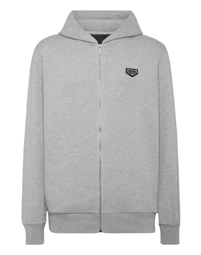 Philipp Plein Hoodie Sweatjacket Ls Iconic Plein In Grey