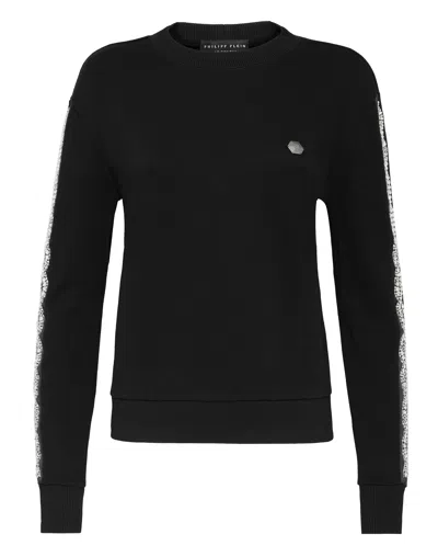 Philipp Plein Hoodie Sweatshirt Crystal In Black