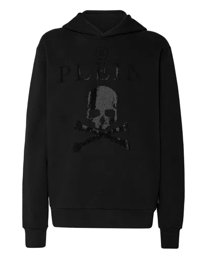 Philipp Plein Hoodie Sweatshirt Crystal Skull In Black