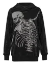 Philipp Plein Rhinestone-embellished Skeleton Hoodie In Black