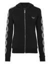Philipp Plein Hoodie Sweatshirt Full Zip Crystal Cable In Black