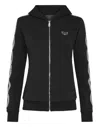 Philipp Plein Hoodie Sweatshirt Full Zip Crystal Cable In Black