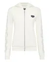Philipp Plein Hoodie Sweatshirt Full Zip Crystal Cable In White