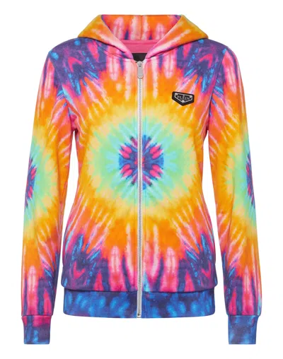 Philipp Plein Hoodie Sweatshirt Full Zip Tie Dye In Multi