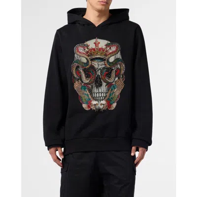 Philipp Plein Hoodie Sweatshirt King Of Snakes Stones Men In Black