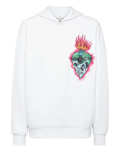 Philipp Plein Hoodie Sweatshirt Love Tattoo In White