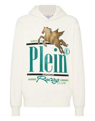 Philipp Plein Hoodie Sweatshirt Ls Racing Club In Neutrals