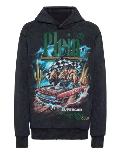 Philipp Plein Hoodie Sweatshirt Ls Racing Club In Black