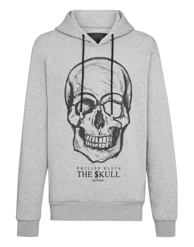 Philipp Plein Hoodie Sweatshirt Print Skull In Grey
