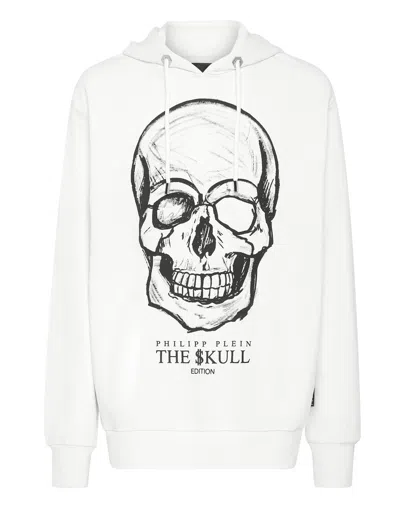Philipp Plein Hoodie Sweatshirt Print Skull In White