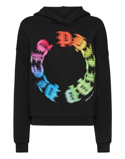 Philipp Plein Hoodie Sweatshirt Reinbow Gothic Plein In Black