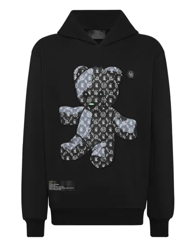 Philipp Plein Hoodie Sweatshirt Teddy Bear In Black