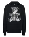 Philipp Plein Teddy Print Cotton Hoodie In Black