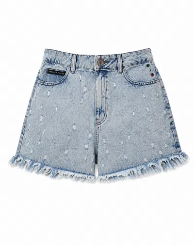 Philipp Plein Hot Pants Mini Roedge In Blue