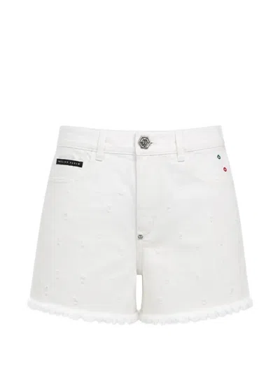 Philipp Plein Hot Pants Mini Roedge Shorts In White