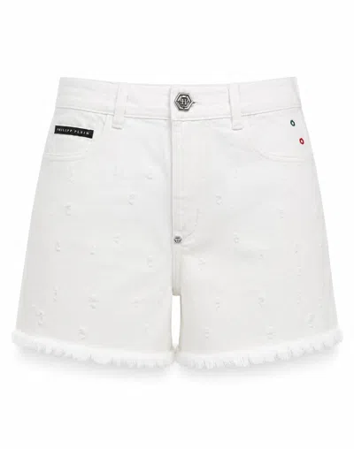 Philipp Plein Hot Pants Mini Roedge In White