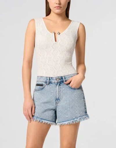 Philipp Plein Hot Pants Mini Roedge Women In Blue
