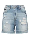 Philipp Plein Iconic Pins Denim Shorts In Multi