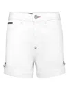 Philipp Plein Hot Pants Pins Iconic Plein In White