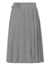 Philipp Plein Houndstooth Pleated Midi Skirt In Gray