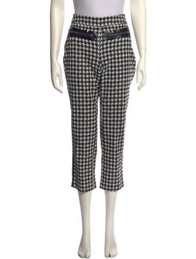 Pre-owned Philipp Plein Houndstooth Print Straight Leg Pants In Black