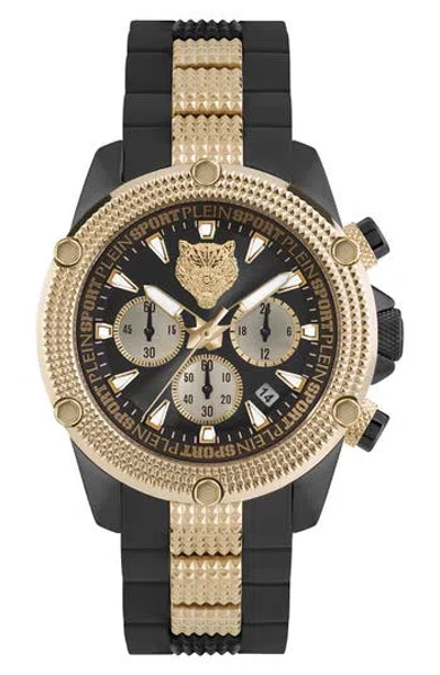 Philipp Plein Sport Hurricane Silicone Strap Watch, 44mm In Gold/black