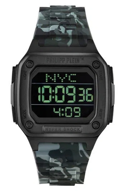 Philipp Plein Hyper $hock Silicone Strap Square Watch, 44mm In Black