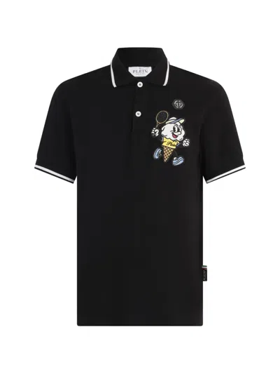 Philipp Plein Ice Cream Graphic Print Polo Shirt In Black
