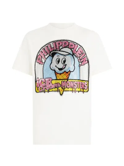 Philipp Plein Round Neck T-shirt Ice Cream Monsters Men In Transparent