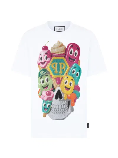 Philipp Plein Round Neck T-shirt Little Ice Cream Skull Men In Multi