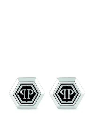Philipp Plein Icon Hexagon-logo Cufflinks In Silver