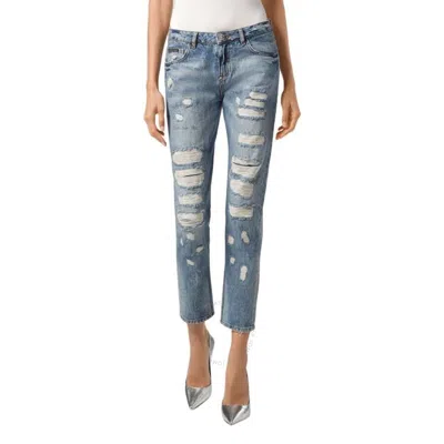 Philipp Plein Iconic Plein Boyfriend Denim Jeans In Multi