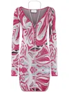 Philipp Plein Intarsia-knit Crystal-stripe Minidress In Rosa