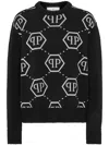 Philipp Plein Intarsia-knit Logo Jumper In Black