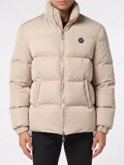 Philipp Plein Nylon Puffer Jacket Late Checkout Men In Neutral