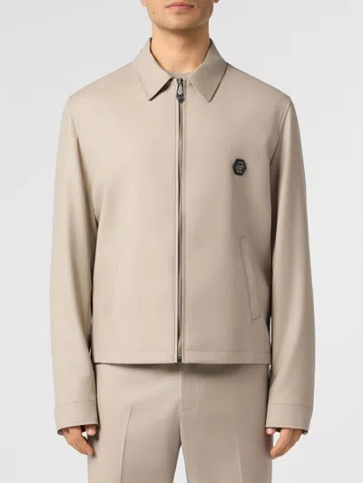 Philipp Plein Jacket Men Color Beige In Gray