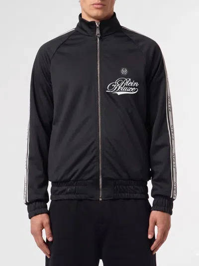 Philipp Plein Polyester Bomber Jacket With Logo In Black